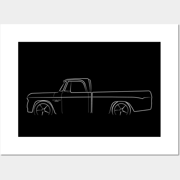 1965 Dodge D100 Sweptline - profile stencil, white Wall Art by mal_photography